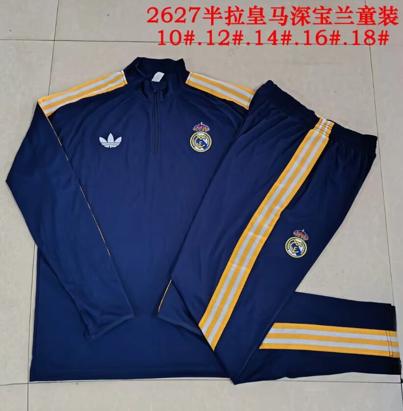 Kids Real Madrid 26/27 Tracksuit - Navy Blue